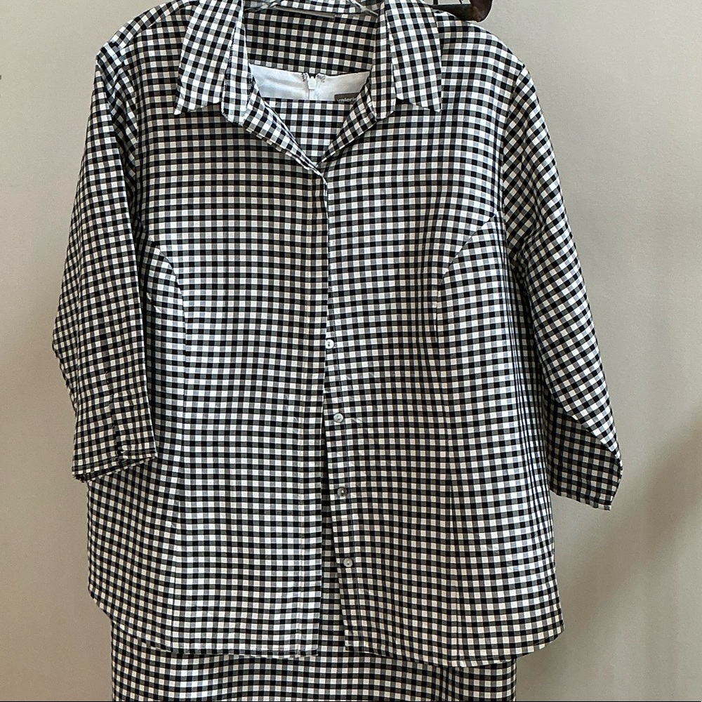 Valerie Stevens Black and White Gingham Midi Dress